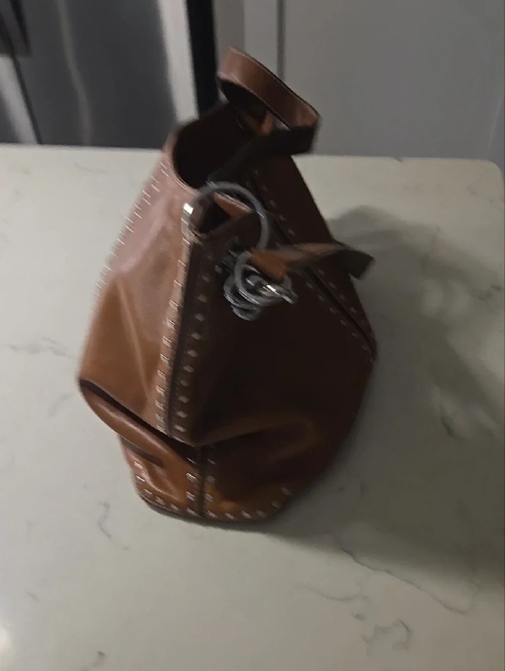 Brown Stud-Trim Tote Bag